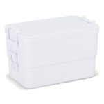 Lunchbox met twee lagen, sluitclips en geïntegreerd bestek 1,55 L kleur wit achtste weergave