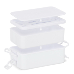 Lunchbox met twee lagen, sluitclips en geïntegreerd bestek 1,55 L kleur wit negende weergave