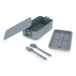 Lunchbox met twee lagen, sluitclips en geïntegreerd bestek 1,55 L kleur grijs tweede weergave