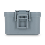 Lunchbox met twee lagen, sluitclips en geïntegreerd bestek 1,55 L kleur grijs vierde weergave