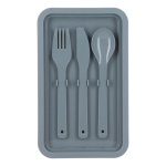 Lunchbox met twee lagen, sluitclips en geïntegreerd bestek 1,55 L kleur grijs zevende weergave