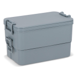 Lunchbox met twee lagen, sluitclips en geïntegreerd bestek 1,55 L kleur grijs achtste weergave