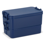 Lunchbox met twee lagen, sluitclips en geïntegreerd bestek 1,55 L kleur donkerblauw achtste weergave