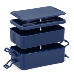 Lunchbox met twee lagen, sluitclips en geïntegreerd bestek 1,55 L kleur donkerblauw negende weergave