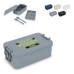Lunchbox met twee lagen, sluitclips en geïntegreerd bestek 1,55 L