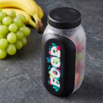 Multifunctionele lunchbox met schroefdeksel en bestek kleur zwart
