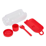 Multifunctionele lunchbox met schroefdeksel en bestek kleur rood vijfde weergave