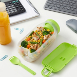 Multifunctionele lunchbox met schroefdeksel en bestek kleur limoen groen