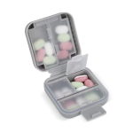 Compacte plastic pillendoos met meerdere vakjes kleur grijs derde weergave