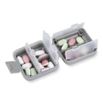 Compacte plastic pillendoos met meerdere vakjes kleur grijs vierde weergave