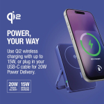 Powerbank met draadloos opladen Fresh'n Rebel 10.000mAh kleur blauw achtste weergave