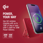 Powerbank met draadloos opladen Fresh'n Rebel 10.000mAh kleur rood achtste weergave