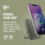 Powerbank met draadloos opladen Fresh'n Rebel 10.000mAh kleur groen achtste weergave