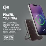 Powerbank met draadloos opladen Fresh'n Rebel 10.000mAh kleur donkergrijs achtste weergave