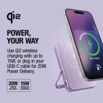 Powerbank met draadloos opladen Fresh'n Rebel 10.000mAh kleur lila achtste weergave
