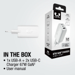 Snellader met USB-A en 2x USB-C Fresh'n Rebel 67W kleur lichtgrijs