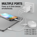 Snellader met USB-A en 2x USB-C Fresh'n Rebel 67W kleur lichtgrijs achtste weergave