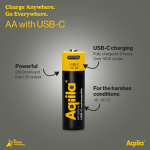 4 oplaadbare AA-batterijen met USB-C-aansluiting 2.000mAh kleur zwart zesde weergave