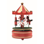 Mini houten muziekdoosje met draaiende kerstcarrousel kleur meerkleurig vijfde weergave