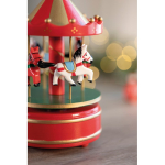 Mini houten muziekdoosje met draaiende kerstcarrousel kleur meerkleurig tweede sfeervolle weergave