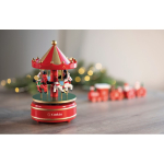 Mini houten muziekdoosje met draaiende kerstcarrousel kleur meerkleurig sfeervolle hoofdweergave