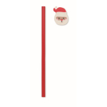 Potlood van populierenhout met kerstmotieven en gum kleur rood derde weergave