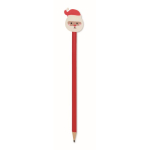 Potlood van populierenhout met kerstmotieven en gum kleur rood vierde weergave