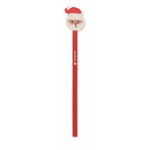 Potlood van populierenhout met kerstmotieven en gum kleur rood hoofdweergave