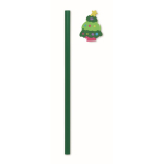 Potlood van populierenhout met kerstmotieven en gum kleur groen derde weergave