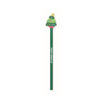 Potlood van populierenhout met kerstmotieven en gum kleur groen weergave met bedrukking