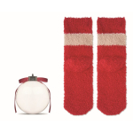 Kerstsokken van polyester in een bal voor de kerstboom maat M kleur rood vierde weergave