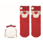 Kerstsokken van polyester in bal voor kerstboom maat L kleur rood