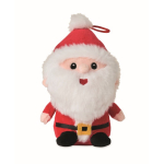 Kerstman knuffel van polyester met borduursel en ophanglus kleur rood tweede weergave