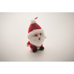 Kerstman knuffel van polyester met borduursel en ophanglus kleur rood foto bekijken derde weergave