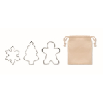 Set van 3 roestvrijstalen koekjesvormen met kerstfiguren kleur beige derde weergave
