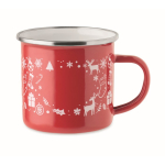 Metalen emaille kerstbeker met individuele doos 300 ml kleur rood tweede weergave