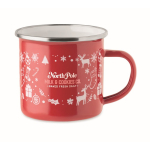 Metalen emaille kerstbeker met individuele doos 300 ml kleur rood hoofdweergave tweede weergave