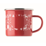 Metalen emaille kerstbeker met individuele doos 300 ml kleur rood vierde weergave