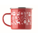 Metalen emaille kerstbeker met individuele doos 300 ml kleur rood vijfde weergave
