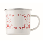 Metalen emaille kerstbeker met individuele doos 300 ml kleur wit vierde weergave
