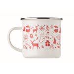 Metalen emaille kerstbeker met individuele doos 300 ml kleur wit vijfde weergave