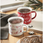 Metalen emaille kerstbeker met individuele doos 300 ml kleur wit sfeervolle hoofdweergave