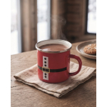 Metalen mok met emaillelaag Kerstman en geschenkdoos 300ml kleur rood sfeervolle weergave