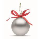 Kerstbal om op te hangen met lint, geleverd in een geschenkdoos kleur zilver derde weergave