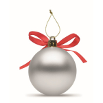 Kerstbal om op te hangen met lint, geleverd in een geschenkdoos kleur zilver vierde weergave