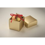 Kerstbal om op te hangen met lint, geleverd in een geschenkdoos kleur goud foto bekijken tweede weergave