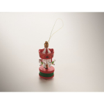 Houten carrouselhanger om in de kerstboom te hangen kleur rood foto bekijken tweede weergave