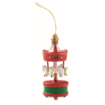 Houten carrouselhanger om in de kerstboom te hangen kleur rood vijfde weergave