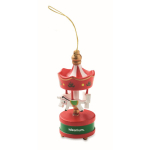 Houten carrouselhanger om in de kerstboom te hangen kleur rood hoofdweergave