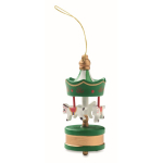 Houten carrouselhanger om in de kerstboom te hangen kleur groen vijfde weergave